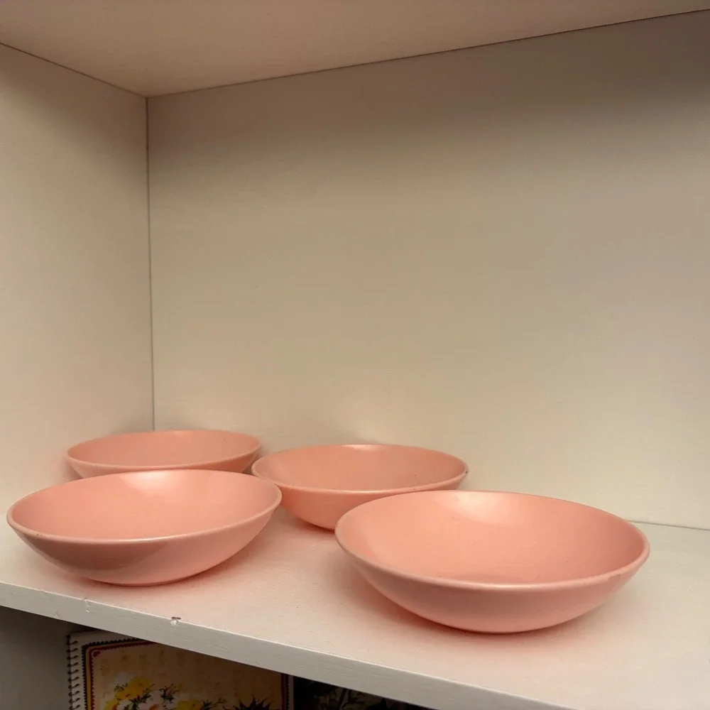 Vintage Sun Valley Melmac Pink Bowls Set of 4 Mid Century Melamine USA Made